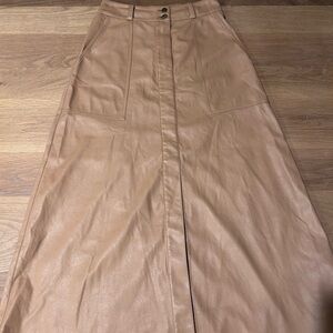 Brochu Walker Camel A-Line Skirt Vegan Leather